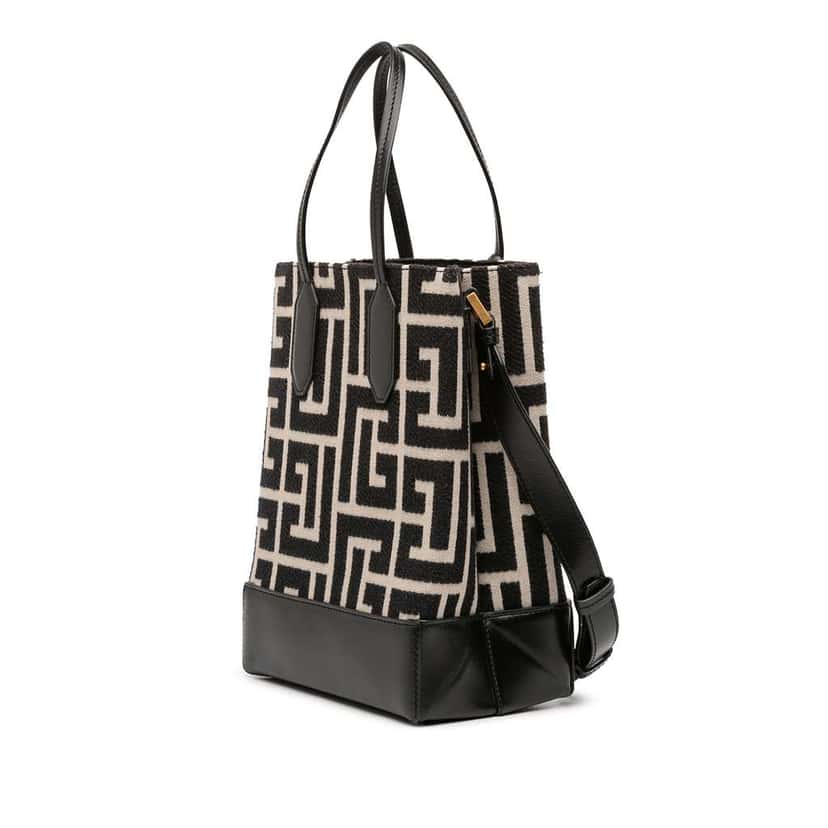 Balmain Maxi Monogram Jacquard North South Shopping Tote Brown Jacquard Very good condition - Back View