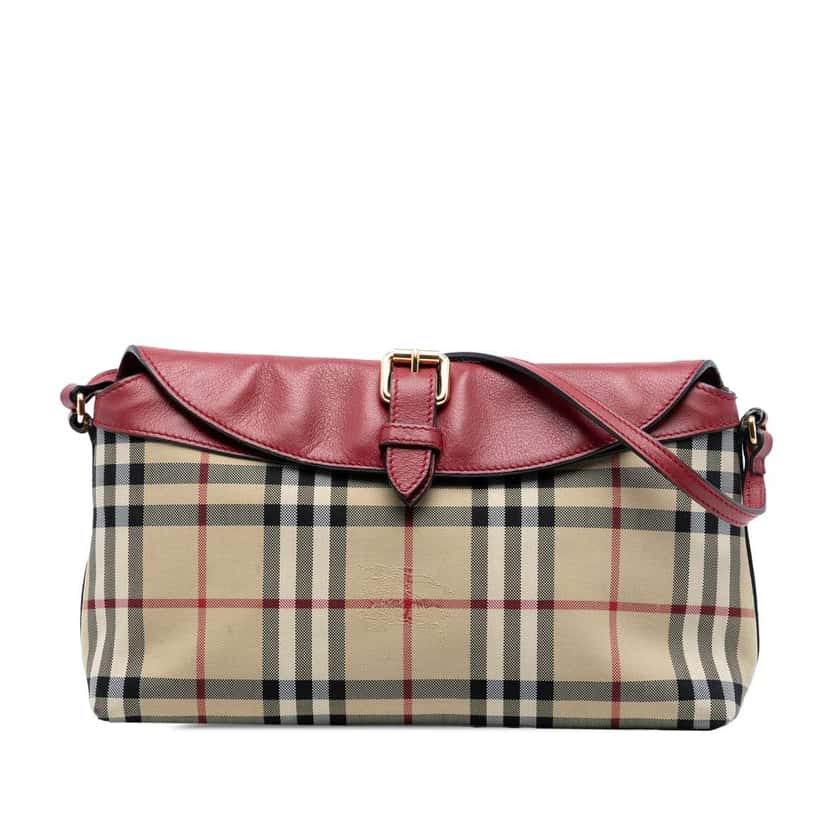 Burberry Haymarket Check Canvas Leah Crossbody Brown Canvas Good condition - Front View