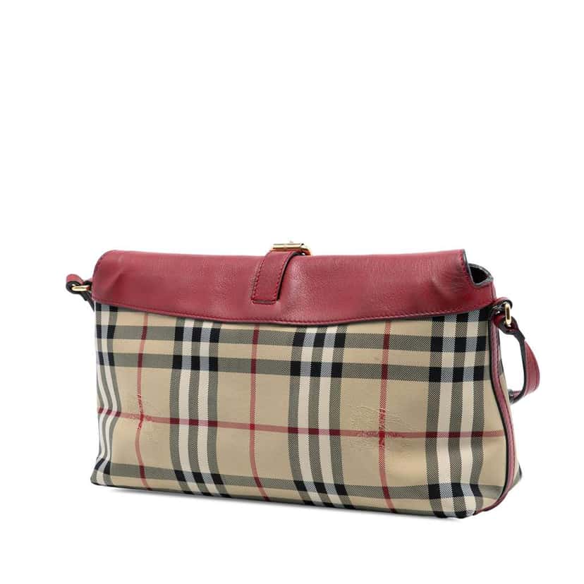 Burberry Haymarket Check Canvas Leah Crossbody Brown Canvas Good condition - Back View