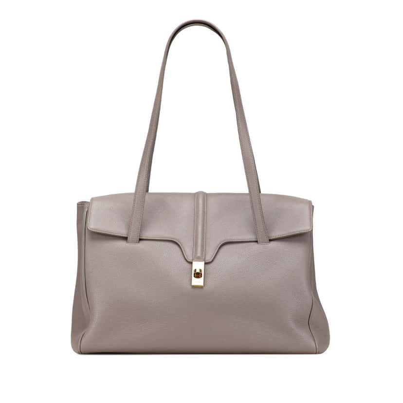 Celine Medium Leather Soft 16 Shoulder Bag Grey Leather Good condition - Front View