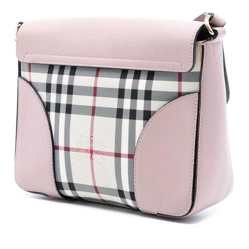 Burberry Small Haymarket Check Trimmed Leather Dickens Crossbody Pink Leather Very good condition - Back View