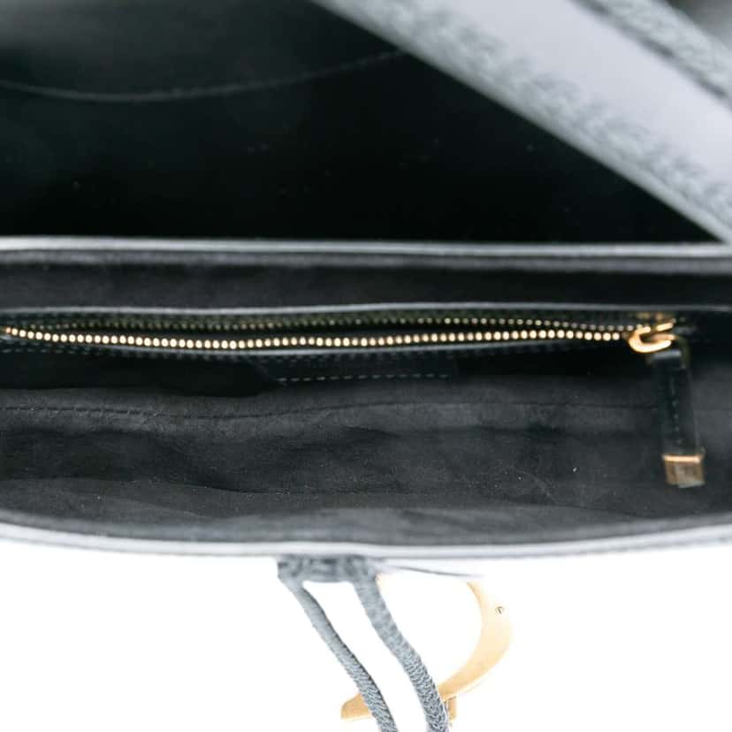 Dior Calfskin Pom Pom Saddle Bag Black Leather Good condition - Model View