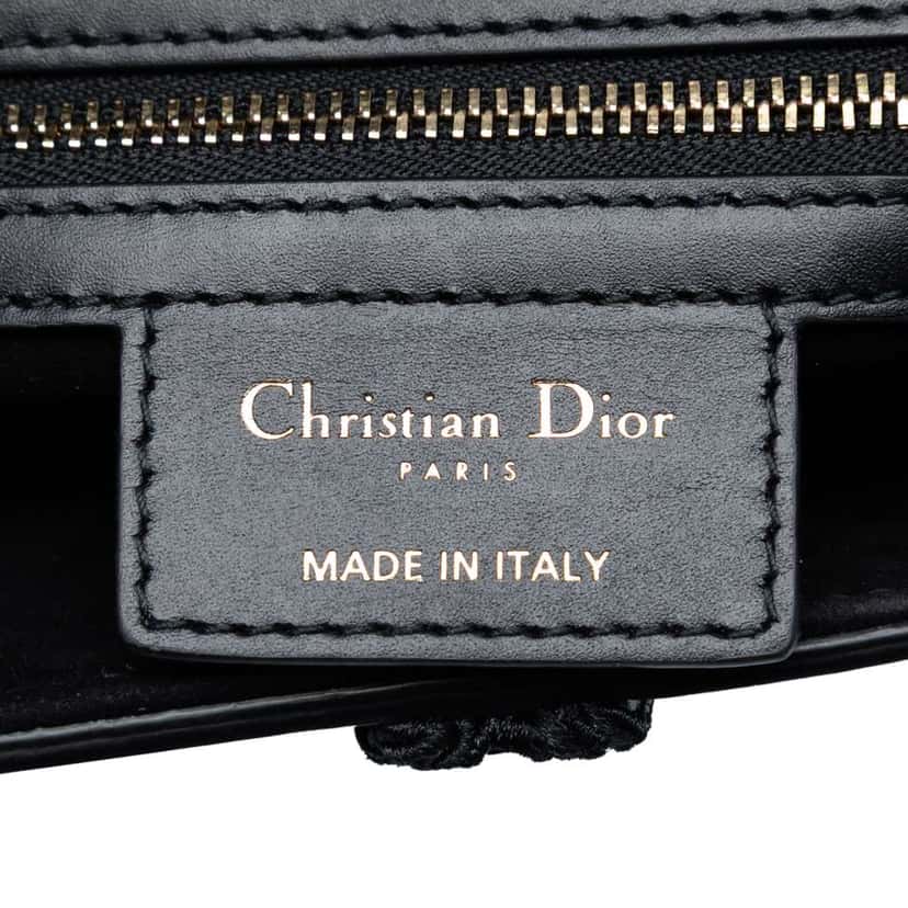 Dior Calfskin Pom Pom Saddle Bag Black Leather Good condition - Box View