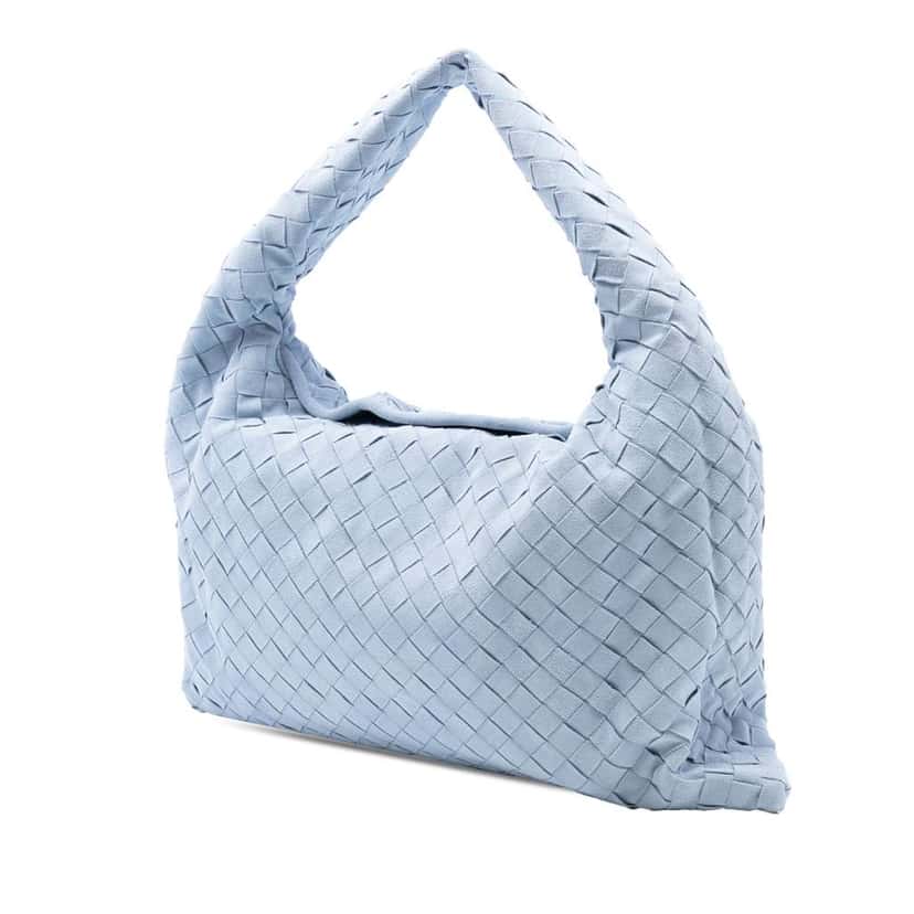 Bottega Veneta Small Suede Intrecciato Hop Hobo Blue Leather Very good condition - Back View