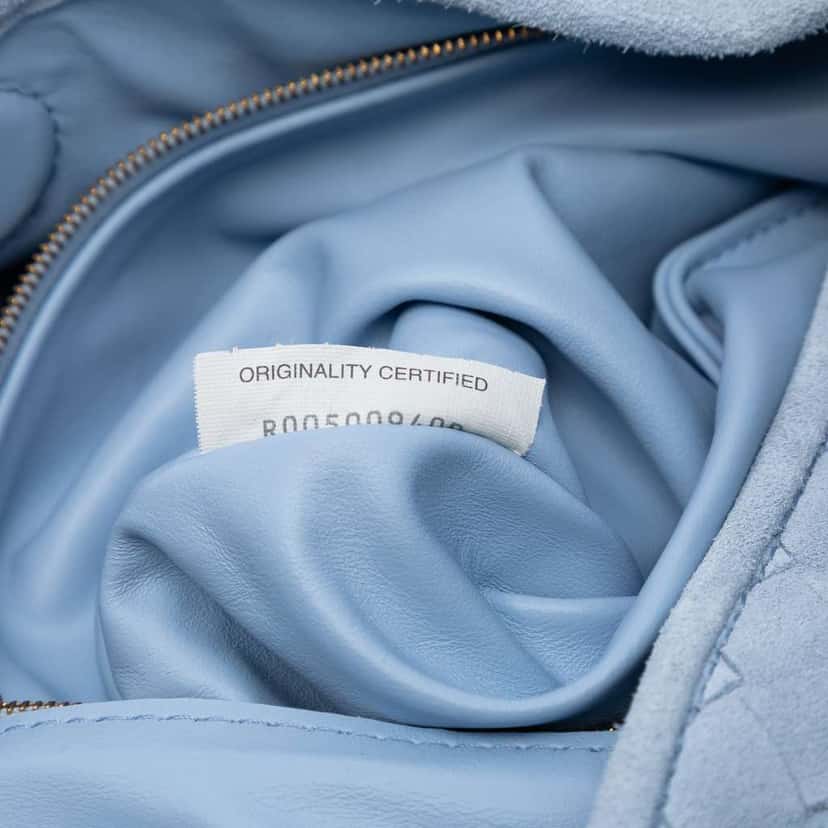 Bottega Veneta Small Suede Intrecciato Hop Hobo Blue Leather Very good condition - Box View