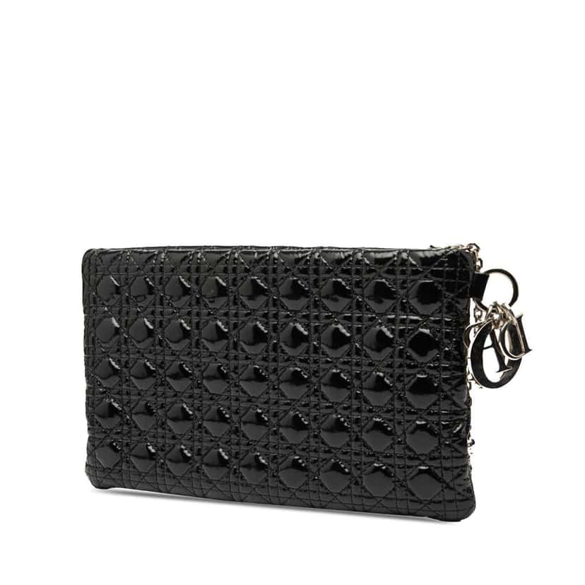Dior Patent Cannage Panarea Clutch Black Leather Good condition - Back View