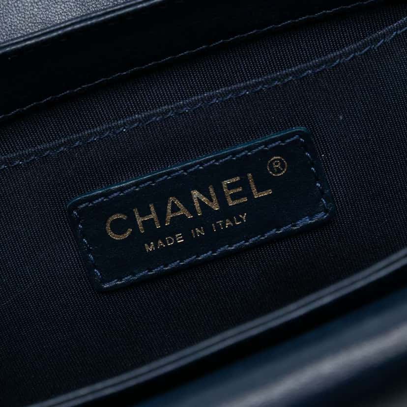 Chanel Mini CC Quilted Mixed Fibers and Lambskin Double Flap Blue Polyester Good condition - Box View