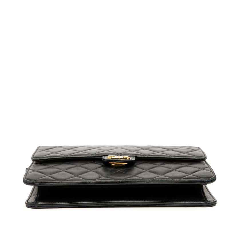Chanel Small CC Quilted Lambskin Single Flap Black Leather Good condition - Inside View