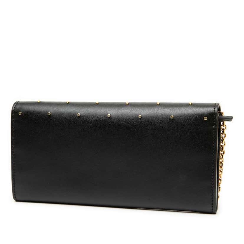 Fendi Studded Leather F is Fendi Continental Envelope Wallet On Chain Black Leather Good condition - Back View
