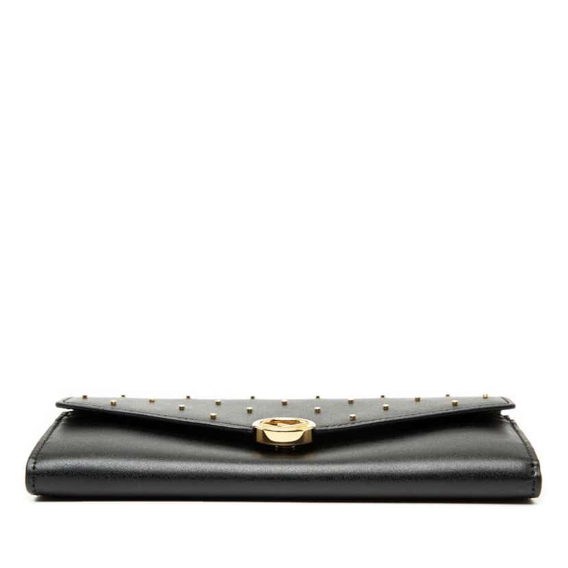 Fendi Studded Leather F is Fendi Continental Envelope Wallet On Chain Black Leather Good condition - Inside View