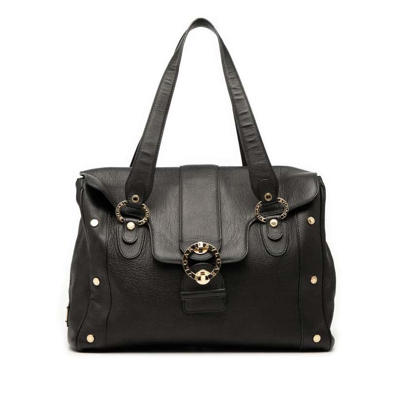 Bvlgari Leather Tote Black Leather Good condition - Front View