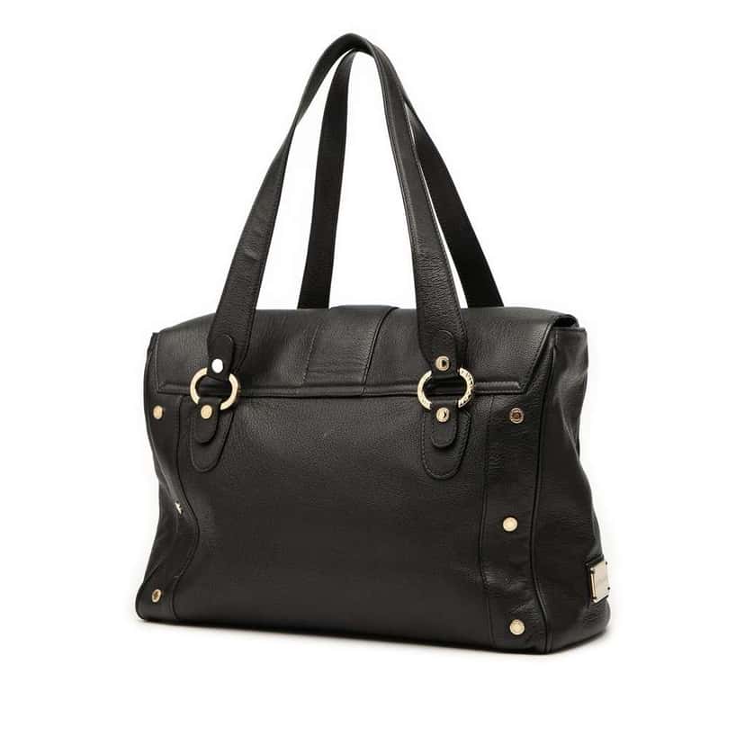 Bvlgari Leather Tote Black Leather Good condition - Back View