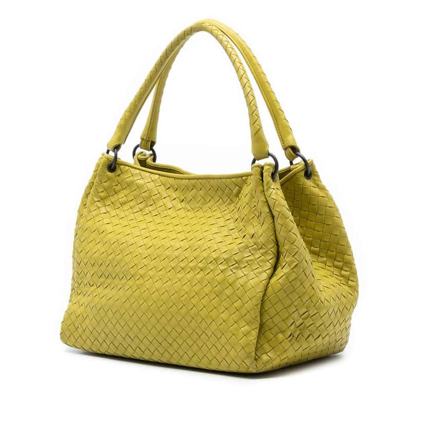 Bottega Veneta Nappa Intrecciato Parachute Tote Yellow Leather Good condition - Back View