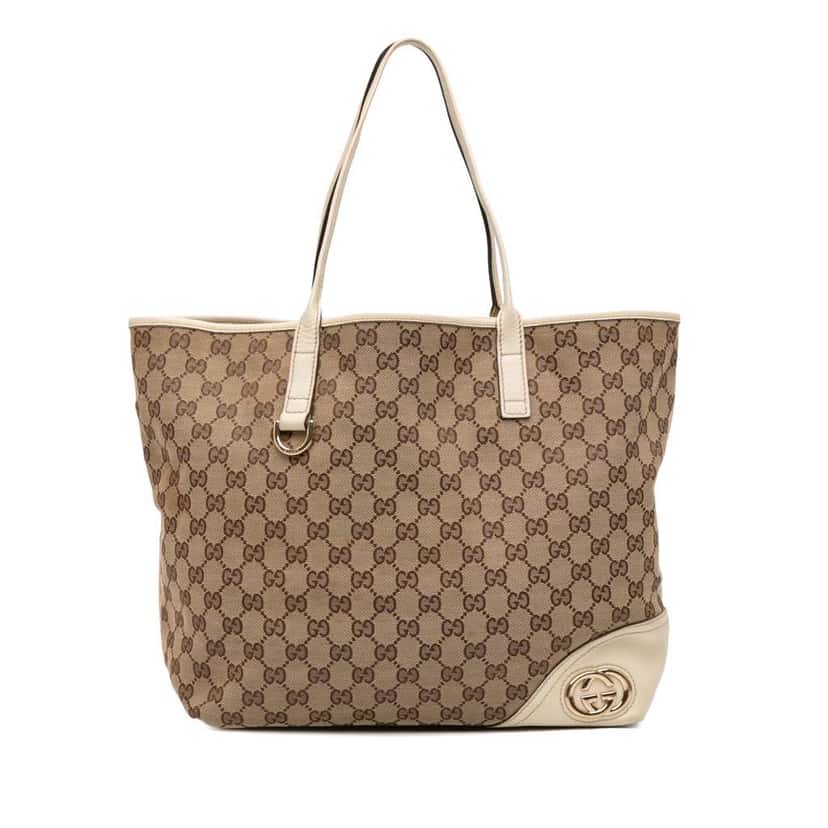 Gucci Large GG Canvas New Britt Tote Brown Canvas Good condition - Front View