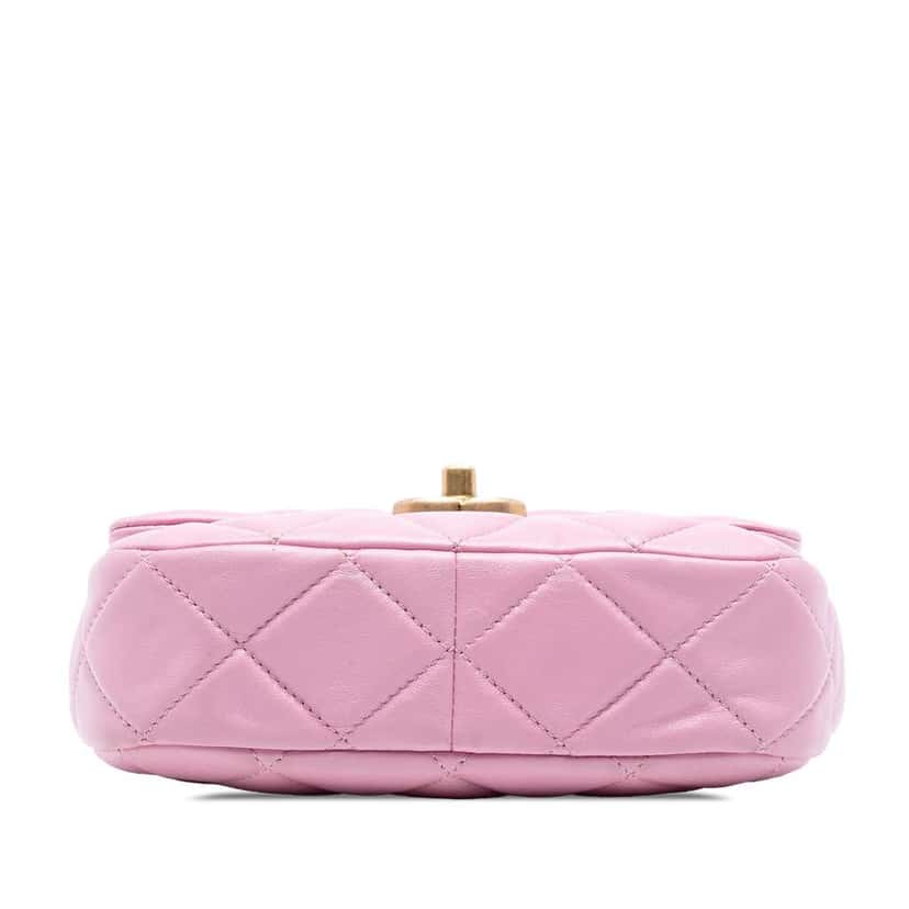 Chanel Mini Quilted Lambskin Lacquered Chain Flap Pink Leather Good condition - Inside View