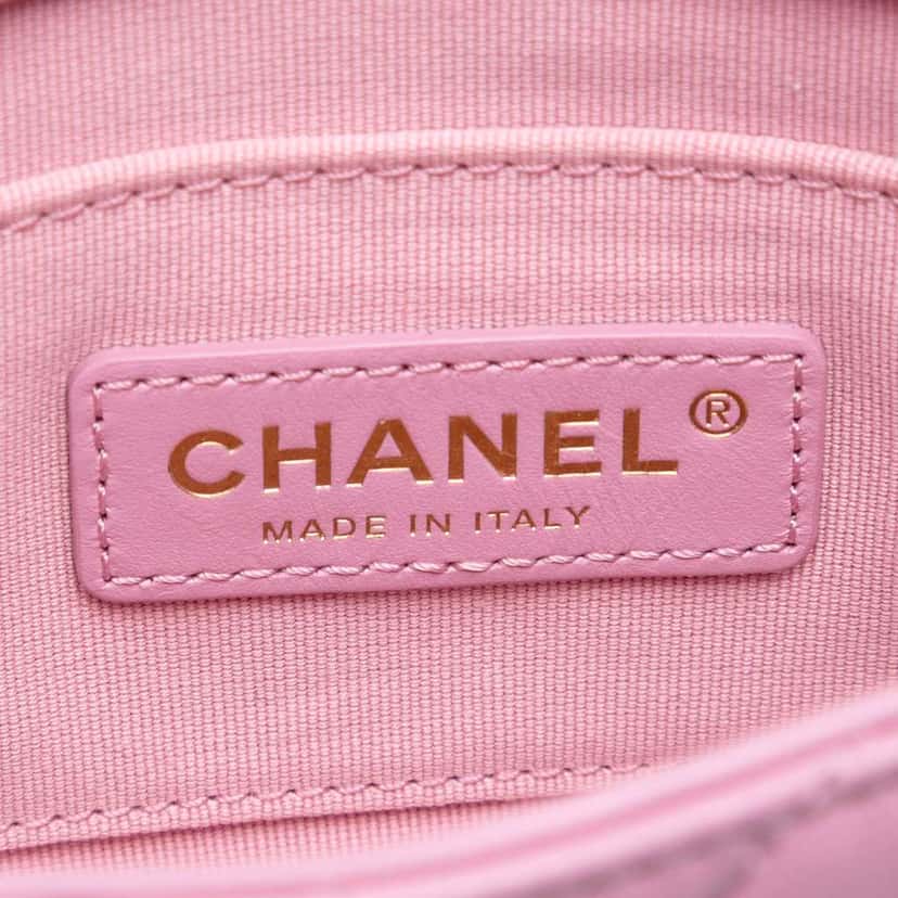 Chanel Mini Quilted Lambskin Lacquered Chain Flap Pink Leather Good condition - Box View