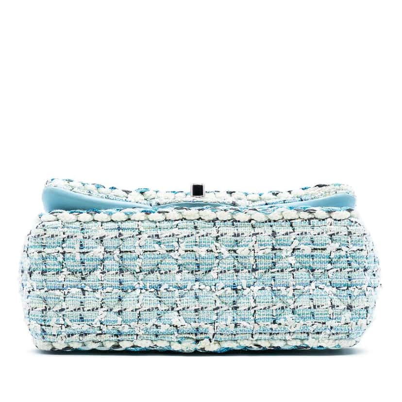 Chanel Mini Rectangular Classic Tweed Braided Single Flap Blue Tweed Good condition - Inside View
