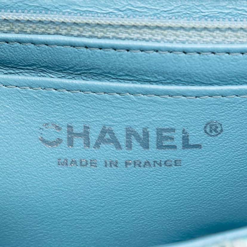 Chanel Mini Rectangular Classic Tweed Braided Single Flap Blue Tweed Good condition - Box View