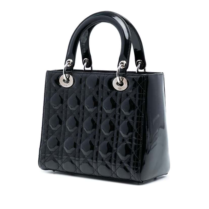 Dior Medium Patent Cannage Lady Dior Black Leather Good condition - Back View