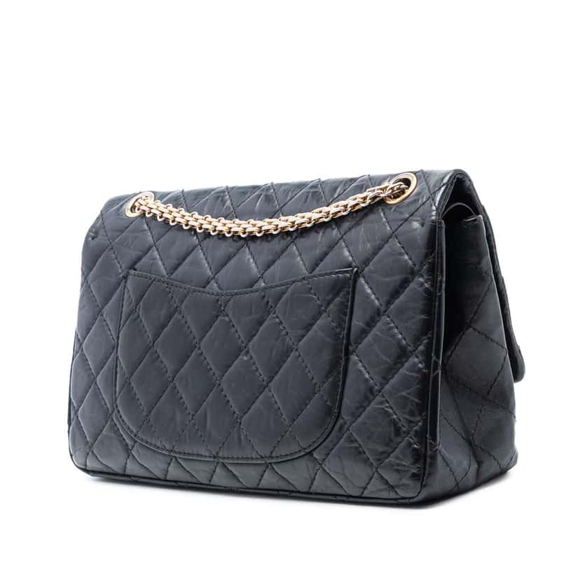 Chanel Reissue 2.55 Aged Calfskin Double Flap 226 Black Leather Good condition - Back View