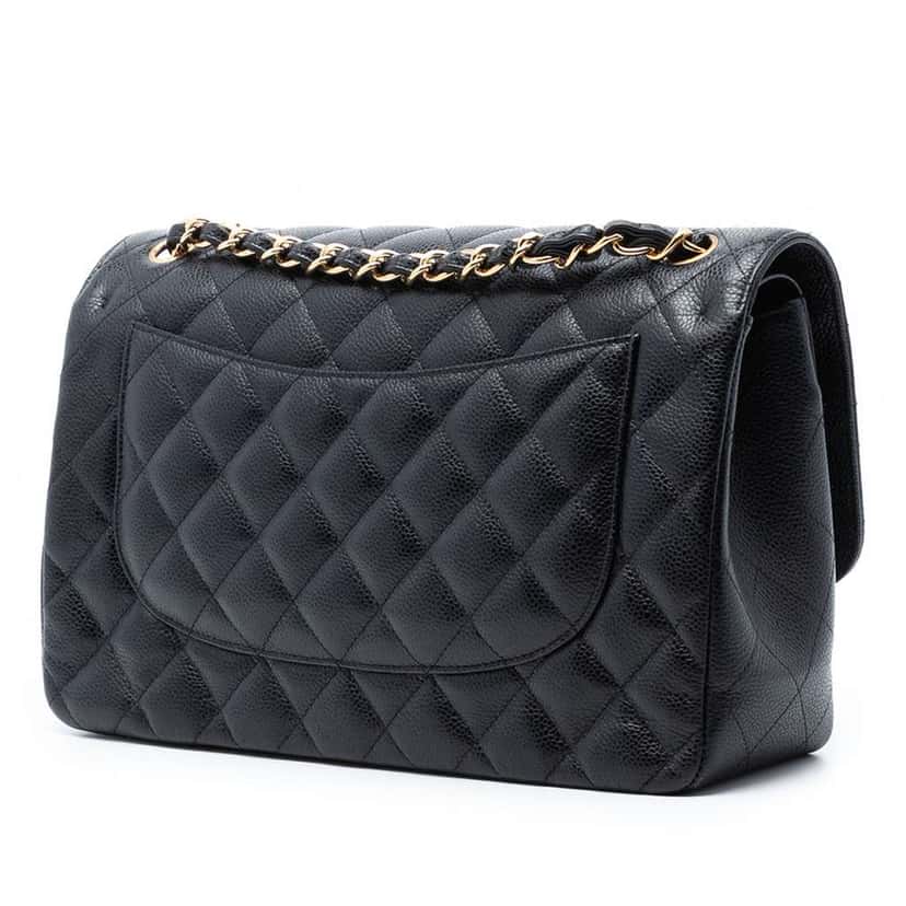Chanel Jumbo Classic Caviar Double Flap Black Leather Good condition - Back View