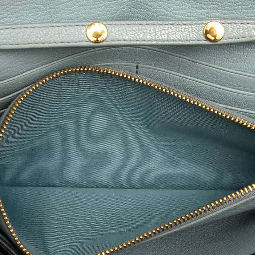 Miu Miu Bicolor Goatskin Madras Wallet on Chain Blue Leather Good condition - Model View