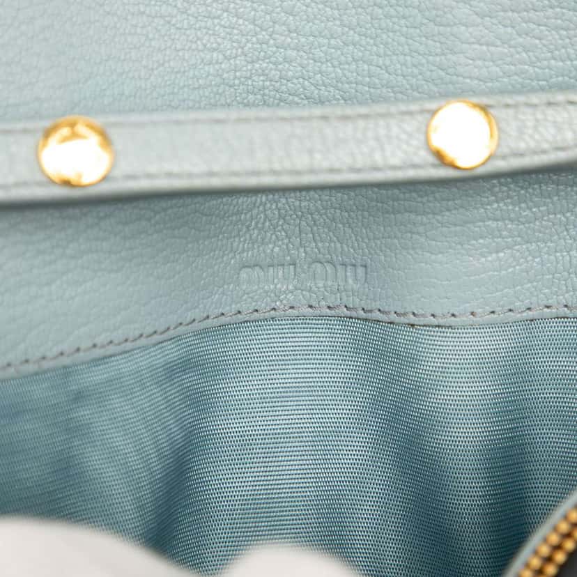 Miu Miu Bicolor Goatskin Madras Wallet on Chain Blue Leather Good condition - Box View