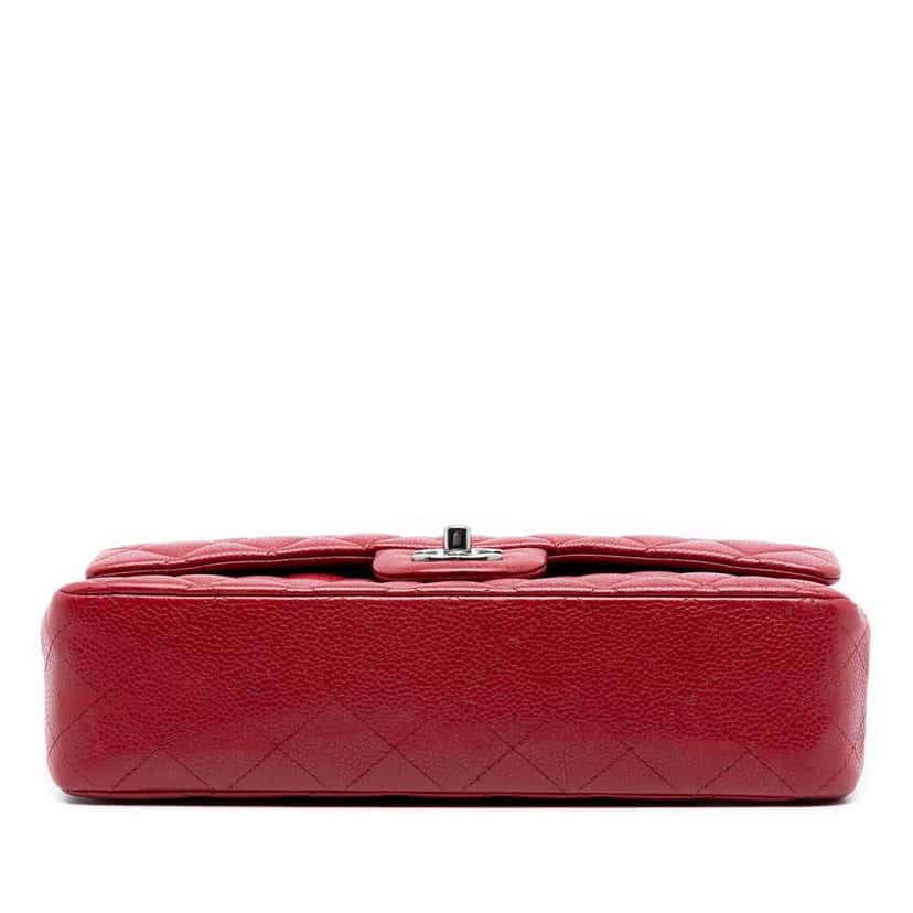 Chanel Medium Classic Caviar Double Flap Red Leather Very good condition - Inside View