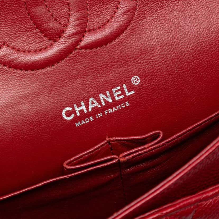 Chanel Medium Classic Caviar Double Flap Red Leather Very good condition - Box View