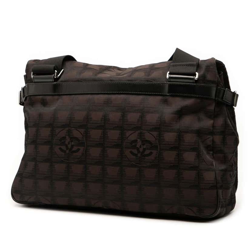 Chanel New Travel Line Nylon Messenger Brown Good condition - Back View