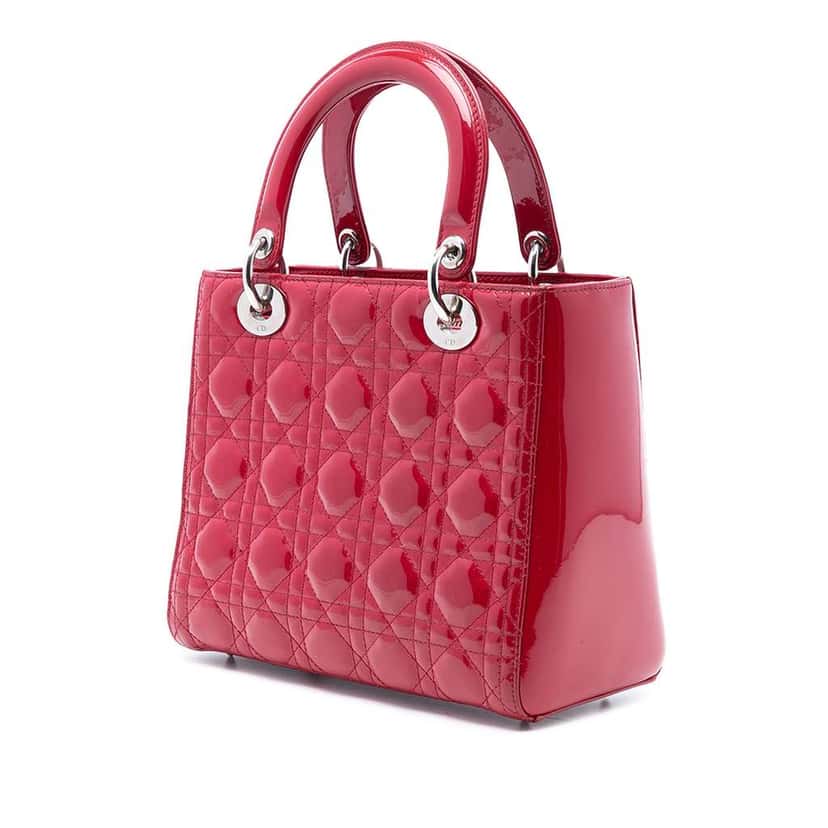 Dior Medium Patent Cannage Lady Dior Red Leather Very good condition - Back View