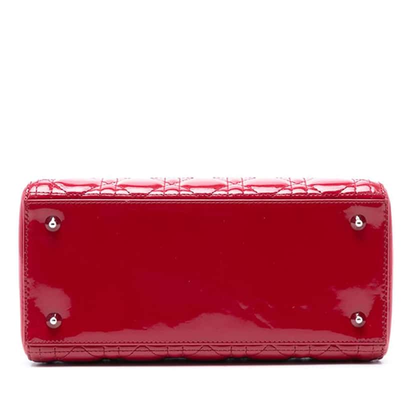 Dior Medium Patent Cannage Lady Dior Red Leather Very good condition - Inside View