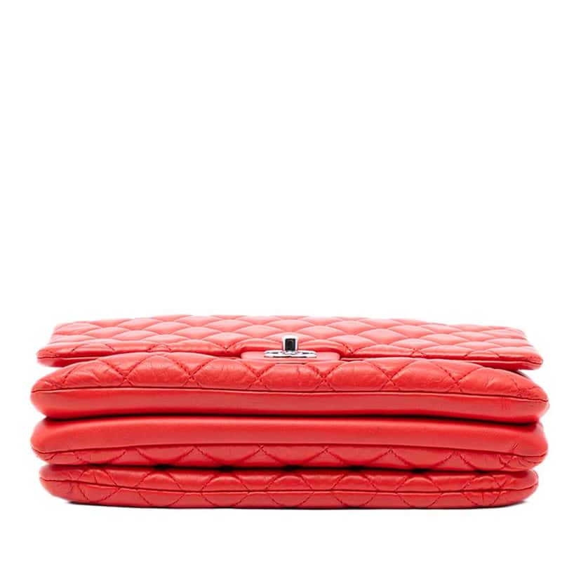 Chanel Jumbo Quilted Calfskin Tender Touch Flap Red Leather Good condition - Inside View