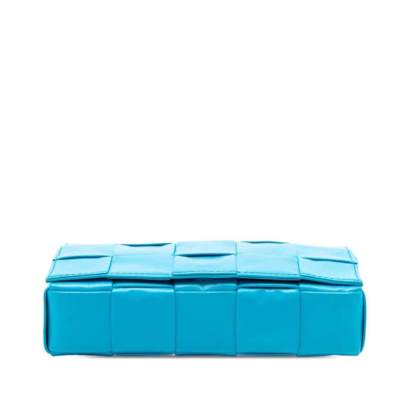 Bottega Veneta Small Paper Calfskin Intrecciato Cassette Crossbody Blue Leather Very good condition - Inside View