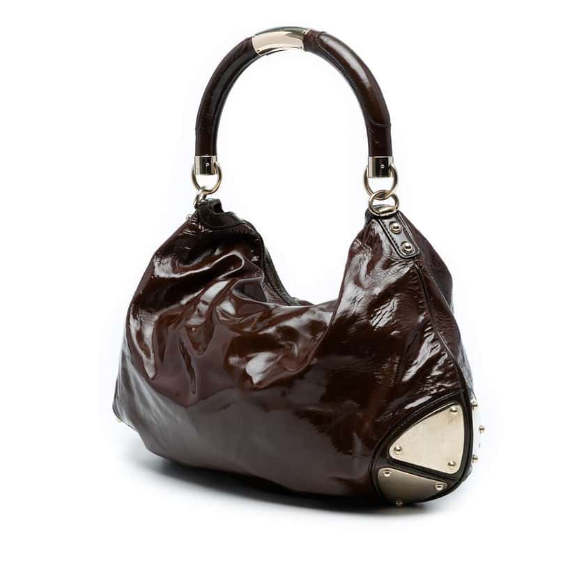 Gucci Large Patent Indy Hobo Brown Leather Good condition - Back View
