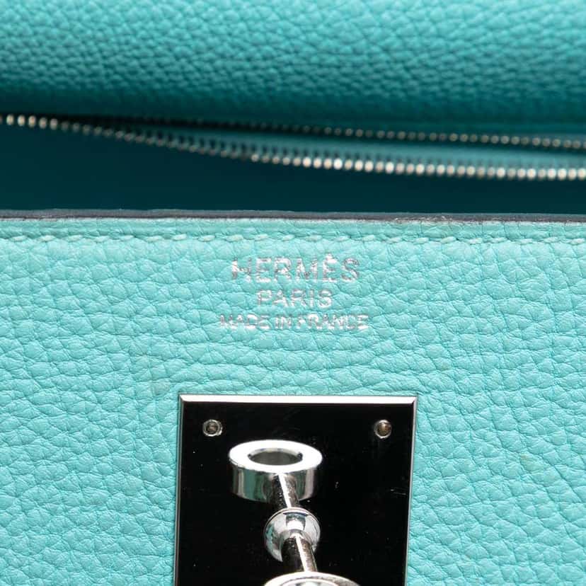 Hermès Togo Kelly II Retourne 32 Blue Leather Good condition - Box View