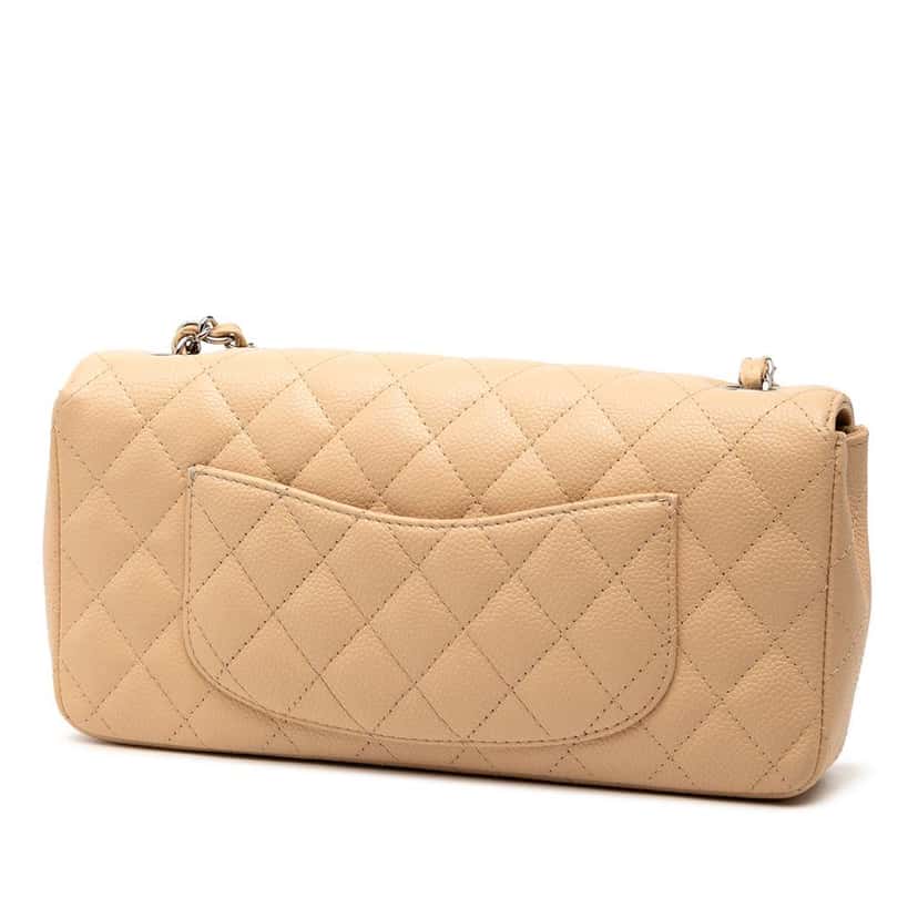 Chanel Classic Caviar East West Single Flap Brown Leather Good condition - Back View