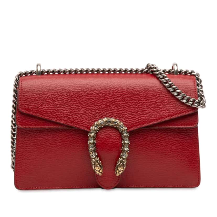 Gucci Small Leather Dionysus Shoulder Bag Red Leather Very good condition - Front View