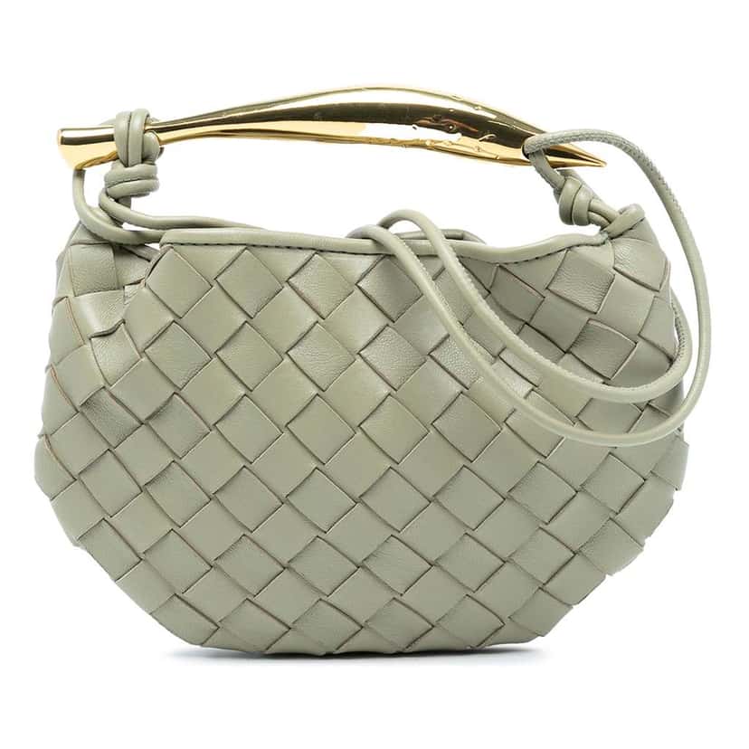 Bottega Veneta Baby Lambskin Intrecciato Sardine Grey Leather Good condition - Front View