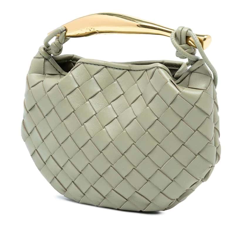 Bottega Veneta Baby Lambskin Intrecciato Sardine Grey Leather Good condition - Back View