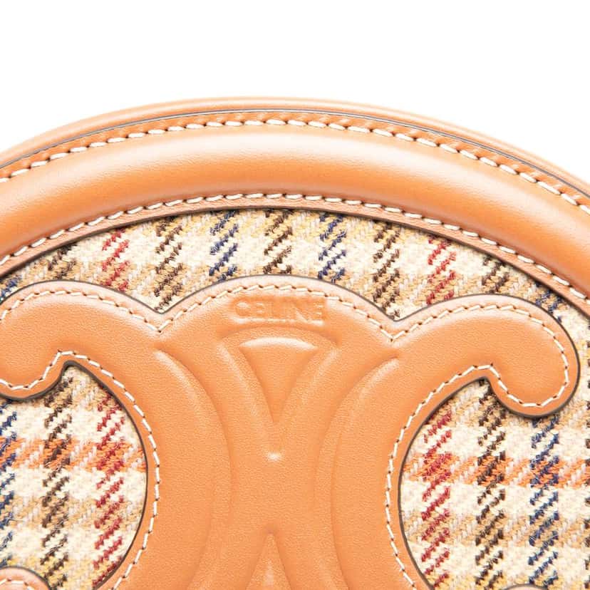 Celine Small Houndstooth Canvas and Calfskin Cuir Triomphe Oval Crossbody Brown Leather Good condition - Box View