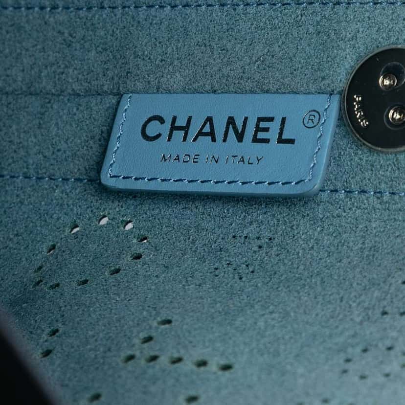 Chanel Small Perforated Calfskin Logo Eyelet Bucket Bag Black Leather Very good condition - Box View