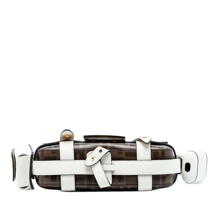 Fendi Mini Zucca Glazed Fabric Cage Baguette Satchel Brown Canvas Very good condition - Inside View