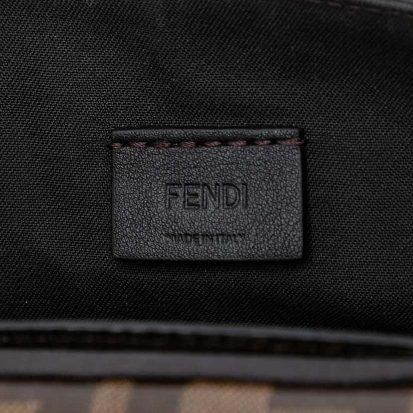 Fendi Mini Zucca Glazed Fabric Cage Baguette Satchel Brown Canvas Very good condition - Box View