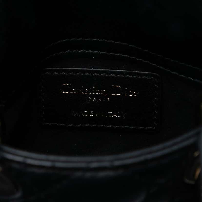 Dior Micro Lambskin Cannage Lady Dior Black Leather Good condition - Box View