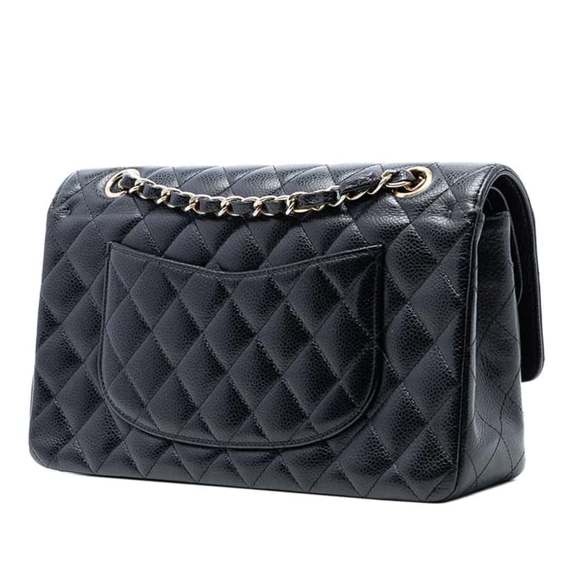 Chanel Medium Classic Caviar Double Flap Black Leather Good condition - Back View