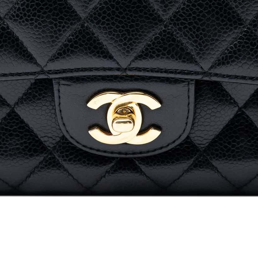 Chanel Medium Classic Caviar Double Flap Black Leather Good condition - Box View