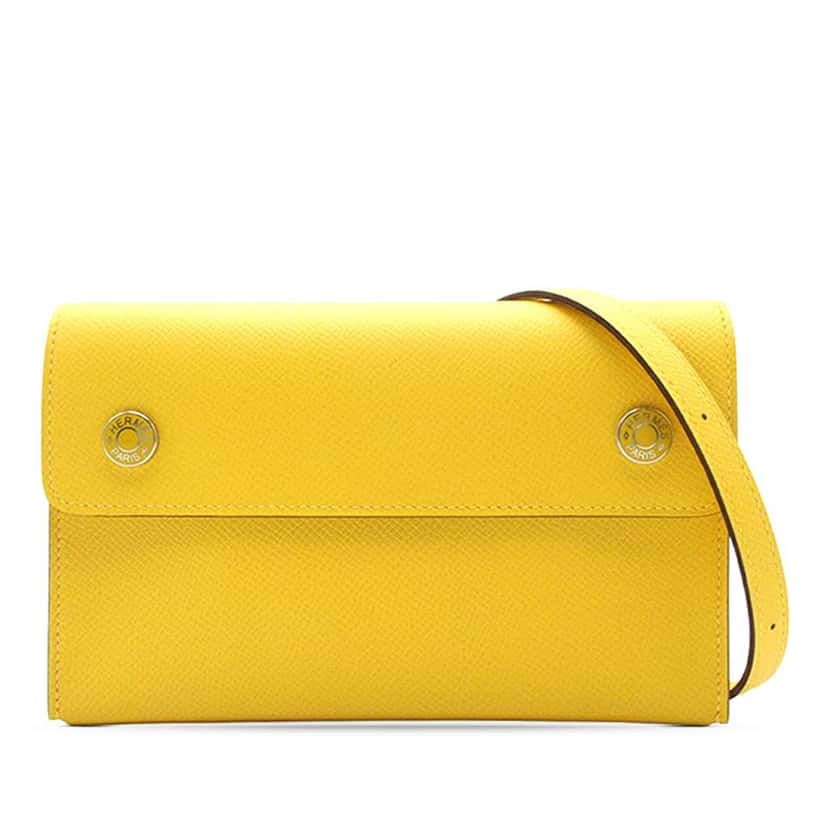 Hermès Epsom Hermesnap Wallet On Strap Yellow Leather Good condition - Front View