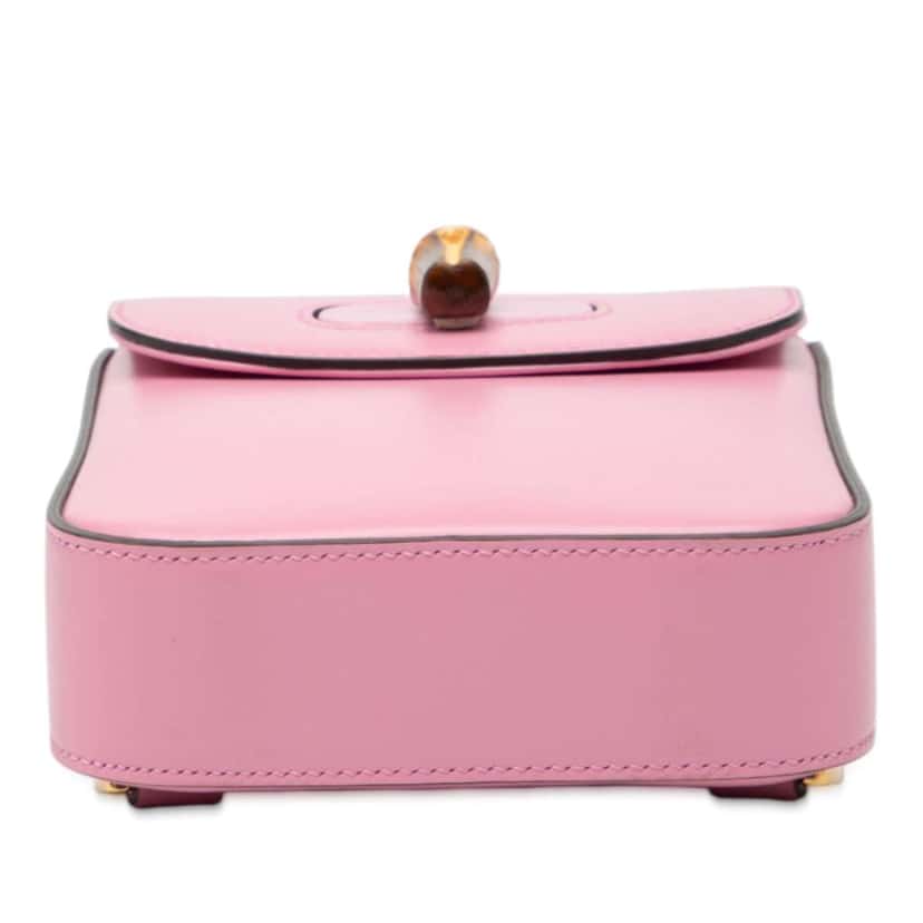 Gucci Mini Calfskin Bamboo Top Handle Bag Pink Leather Very good condition - Inside View