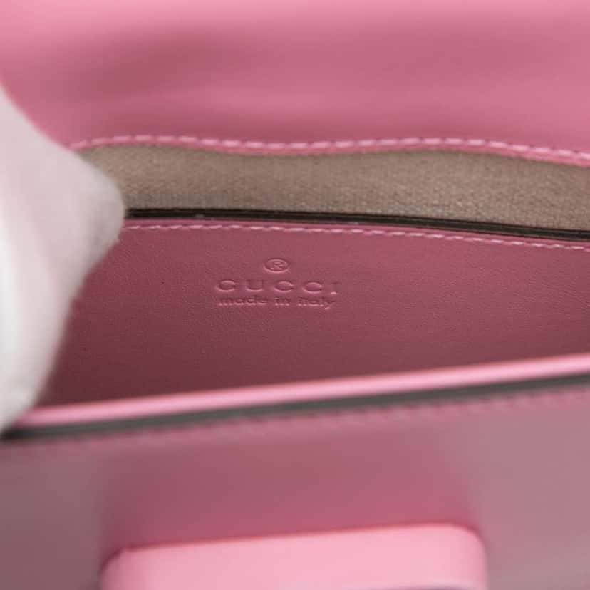 Gucci Mini Calfskin Bamboo Top Handle Bag Pink Leather Very good condition - Box View